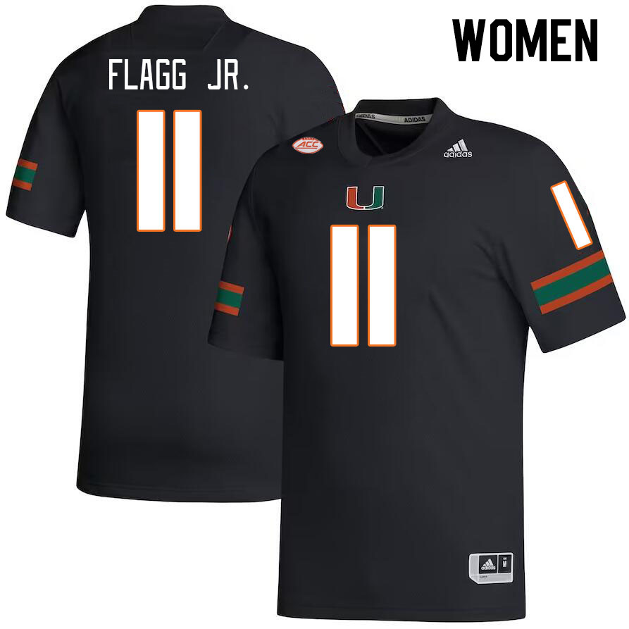 Women #11 Corey Flagg Jr. Miami Hurricanes College Football Jerseys Stitched-Black